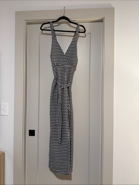 Vici Black and White Gingham Jumpsuit with Wrap Top